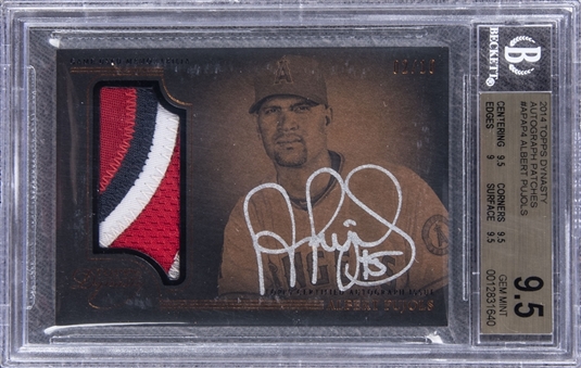 2014 Topps Dynasty Autograph Patches #APAP4 Albert Pujols Signed Patch Card (#02/10) - BGS GEM MINT 9.5/BGS 10